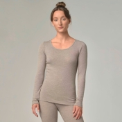 Women's Long-Sleeved Vest Top in Organic Cotton, Wool and Silk