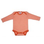 Stripy Long-Sleeved Baby-Body in Organic Merino Wool & Silk