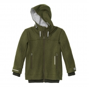Boiled Organic Merino Wool Outdoor Jacket with Cuffs and Hood