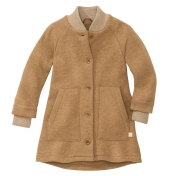 Girl\'s Coat with Buttons in Boiled Organic Merino Wool