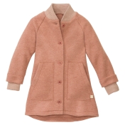 Girl\'s Coat with Buttons in Boiled Organic Merino Wool