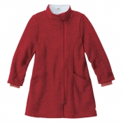Girl\'s Coat with Zip in Boiled Merino Wool