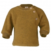 Organic Merino Wool Fleece Raglan Jumper with Wooden Buttons