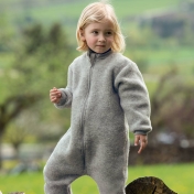 Organic Merino Wool Fleece Overall with Zipper and Cuffs