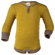 Organic Wool/Silk Long-Sleeved Baby Body With Front Popper