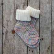 Colourful Roll-Top Baby Socks in Wool & Cotton