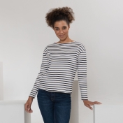 Women's Striped Long-Sleeved Top in Organic Cotton