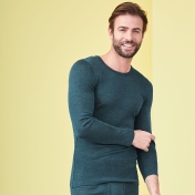 Men\'s Long-Sleeved Vest in Organic Wool & Silk