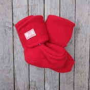 Fully Lined Long Boiled Wool Booties with Single Velcro