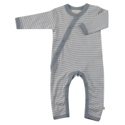 Organic Cotton Fine Stripe Kimono Romper