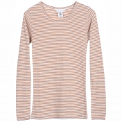 Women\'s Rib Long-Sleeved Striped Tee in Soft Organic Cotton