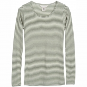 Women\'s Rib Long-Sleeved Striped Tee in Soft Organic Cotton