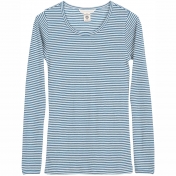 Women\'s Rib Long-Sleeved Striped Tee in Soft Organic Cotton