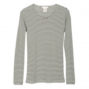 Women\'s Rib Long-Sleeved Striped Tee in Soft Organic Cotton