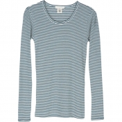 Women\'s Rib Long-Sleeved Striped Tee in Soft Organic Cotton