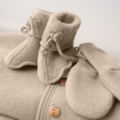 Organic Merino Wool Fleece Booties with Ties