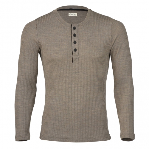 Men\'s Ribbed Long-Sleeved Button Tab Shirt