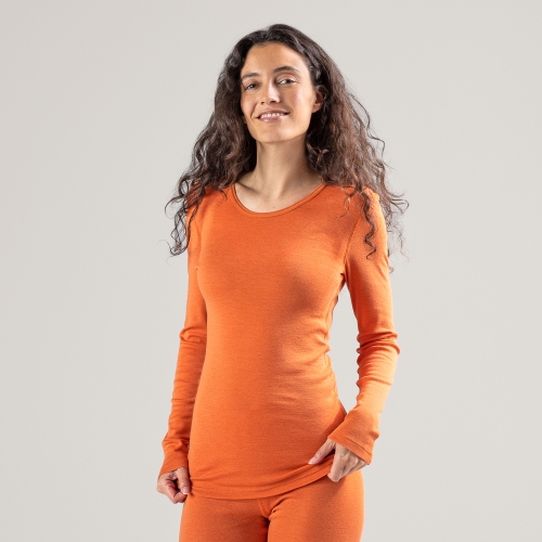 Women's Long-Sleeved Vest in Organic Wool and Cotton