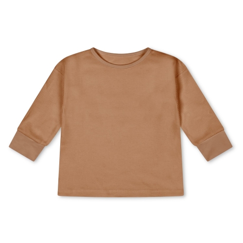 Long-Sleeved Soft Waffle Knit Top in Plant Dyed Organic Cotton