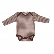 Stripy Long-Sleeved Baby-Body in Organic Merino Wool & Silk