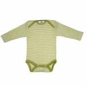 Stripy Long-Sleeved Baby-Body in Organic Merino Wool & Silk