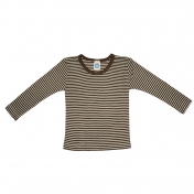 Stripy Long-Sleeved Vest Top in Wool & Silk