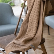 Knitted Organic Merino Wool Honeycomb Blanket