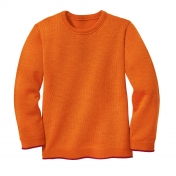 Lightweight Plain Knit Jumper with Trim in Organic Merino Wool