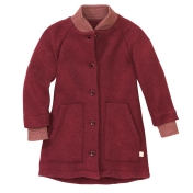 Girl\'s Coat with Buttons in Boiled Organic Merino Wool