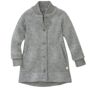 Girl\'s Coat with Buttons in Boiled Organic Merino Wool