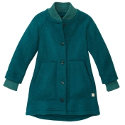 Girl\'s Coat with Buttons in Boiled Organic Merino Wool