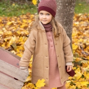 Girl\'s Coat with Buttons in Boiled Organic Merino Wool