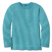 Lightweight Plain Knit Jumper with Trim in Organic Merino Wool