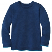 Lightweight Plain Knit Jumper with Trim in Organic Merino Wool