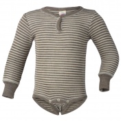 Organic Wool/Silk Long-Sleeved Baby Body With Front Popper