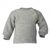 Organic Merino Wool Fleece Raglan Jumper with Wooden Buttons