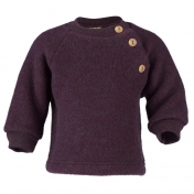 Organic Merino Wool Fleece Raglan Jumper with Wooden Buttons