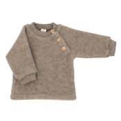 Organic Merino Wool Fleece Raglan Jumper with Wooden Buttons