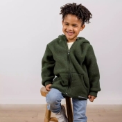 Organic Merino Wool Fleece Hooded Jacket  Organic Merino Wool Fleece Hooded Jacket