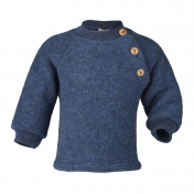 Organic Merino Wool Fleece Raglan Jumper with Wooden Buttons