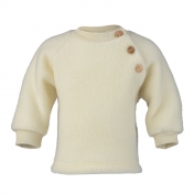 Organic Merino Wool Fleece Raglan Jumper with Wooden Buttons