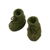 Organic Merino Wool Fleece Booties with Ties