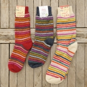 Adult\'s Stripy Organic Wool Terry Socks