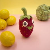 Hand Crocheted Strawberry Rattle