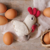 Hand Crocheted Chicken Rattle