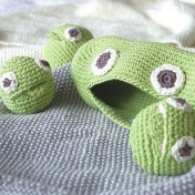 Pea Family Hand Crocheted Rattle Set