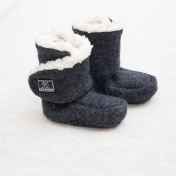 Boiled Merino Wool Booties With Cotton Fleece Lining