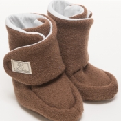 Fully Lined Long Boiled Wool Booties with Single Velcro