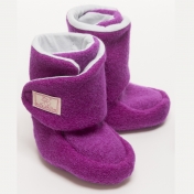 Fully Lined Long Boiled Wool Booties with Single Velcro