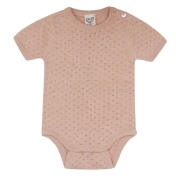 Short-Sleeved Pointelle Baby Body in Organic Cotton & Silk